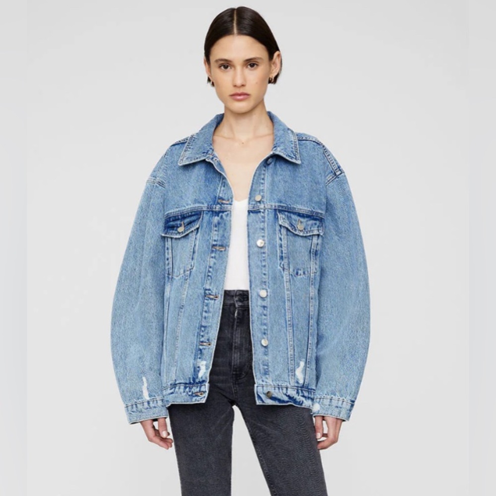 Anine Bing Rory Denim Jean Trucker Jacket - Vintage Blue